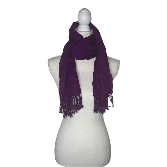 APT 9 Eggplant Scarf/Wrap with Fringes - Picture 4 of 5